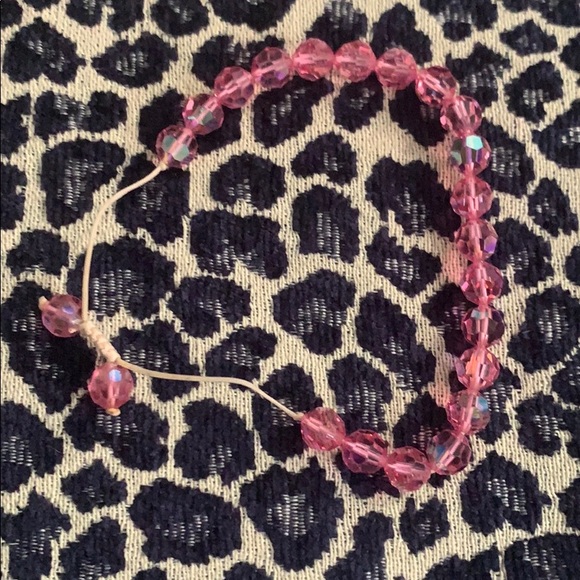 Pink crystal beaded adjustable bracelet - Picture 3 of 4